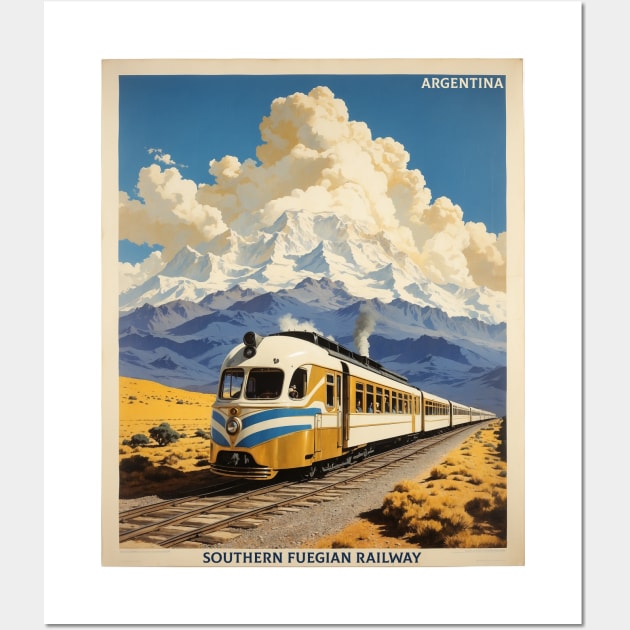 Southern Fuegian Railway Argentina Vintage Tourism Poster Wall Art by TravelersGems